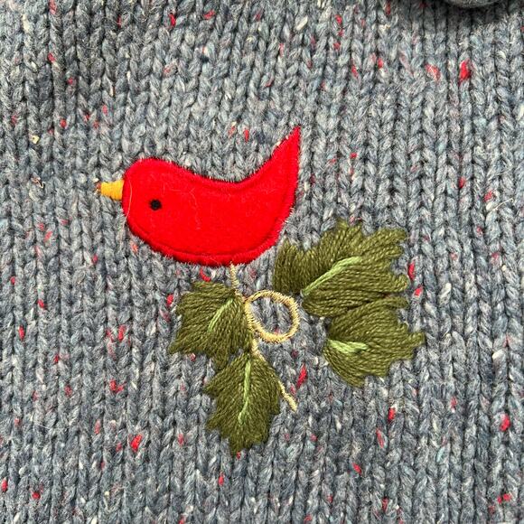 Theme Works Blue Primitive Snowman Full Zip Sweater Vest Large Grandmacore - Picture 8 of 8